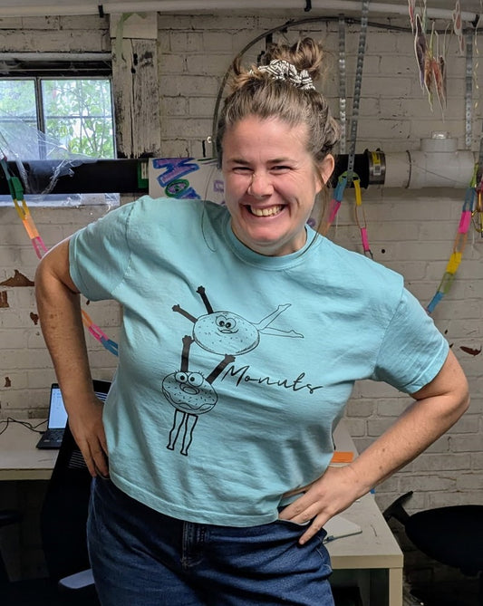 Nobody Puts Bagel in a Corner Crop Tee-AQUA